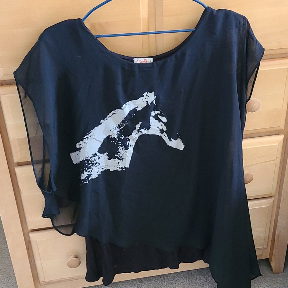 Black Scully ladies western horse blouse